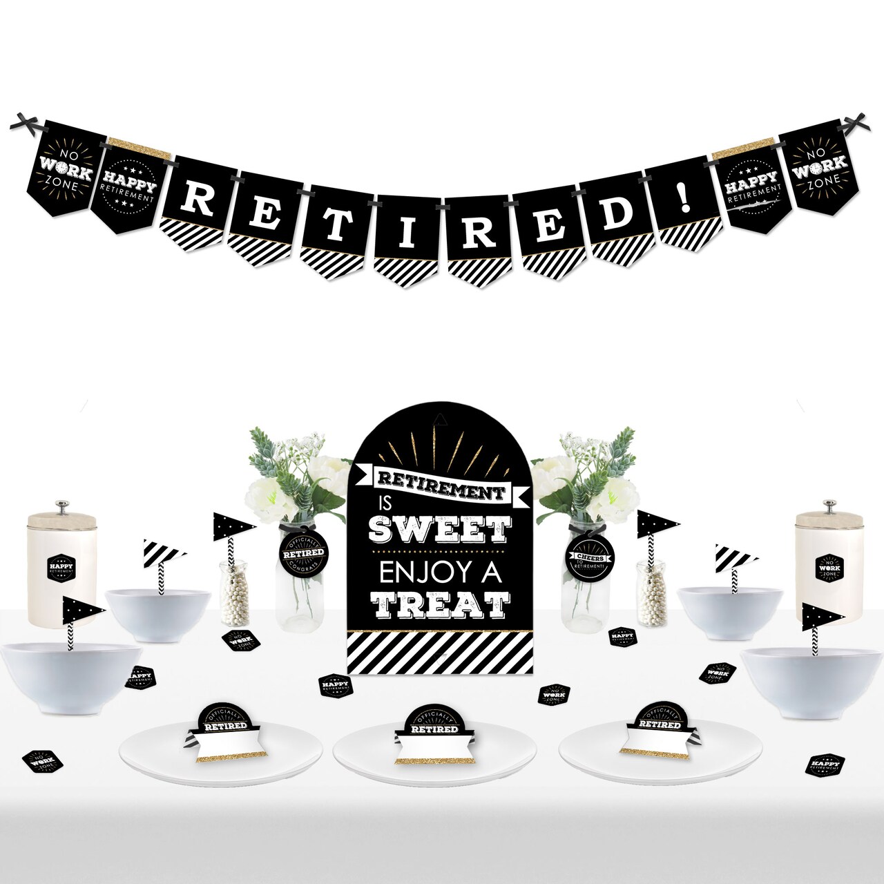 Big Dot of Happiness Happy Retirement - DIY Retirement Party Signs - Snack Bar Decorations Kit - 50 Pieces